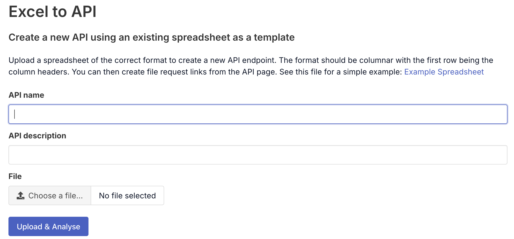 Excel to API Interface