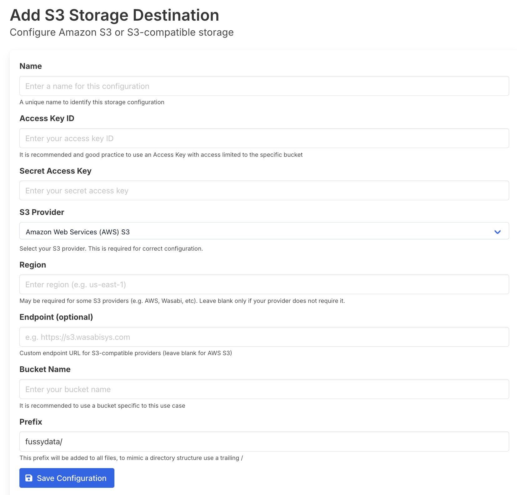 S3 Add Destination